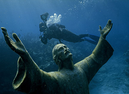 San Fruttuoso underwater Christ